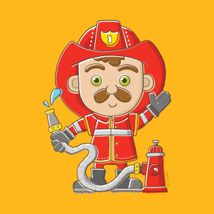 Fun Fireman Cartoon T-Shirt