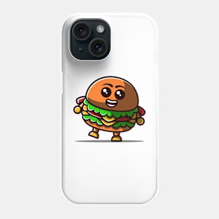 Cute Burger Happy Illustration. Phone Case