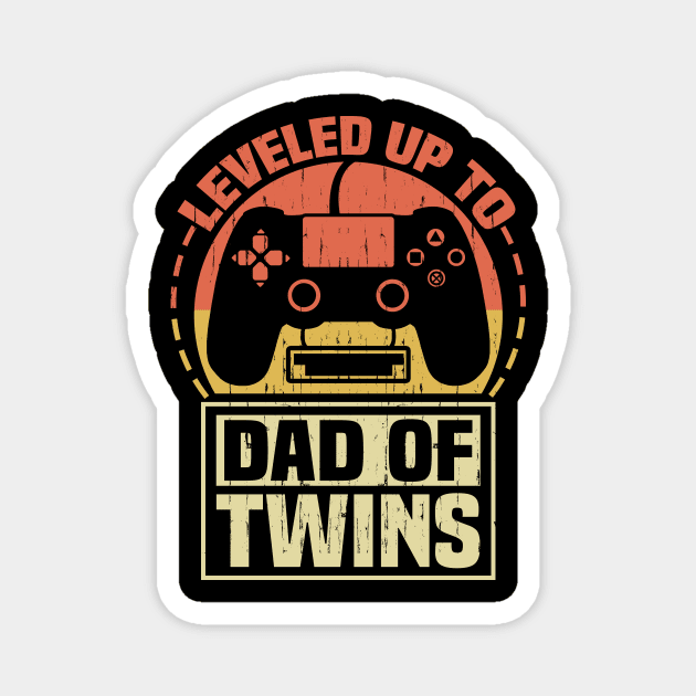 Gamer Dad Fathers Day Leveled Up To Dad Of Twins Vintage Magnet by Alinutzi