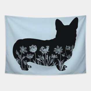 Floral Corgi Tapestry