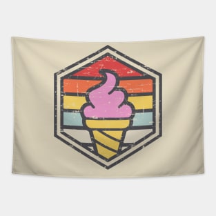 Retro Badge Ice Cream Light Tapestry