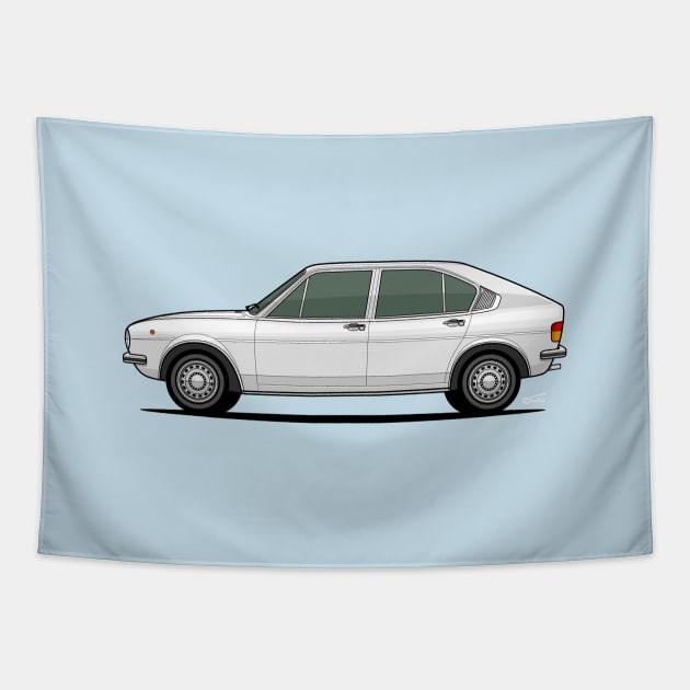 Alfasud side profile drawing - White Tapestry by RJW Autographics