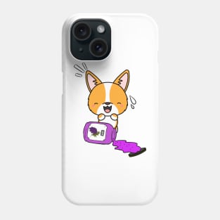 Naughty Corgi Spills a jar of grape jam! Phone Case