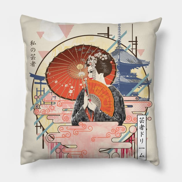 Ukiyo e Geisha Pillow by silentOp