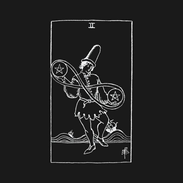 II of Pentacles - Rider-Waite-Smith Tarot Card by softbluehum