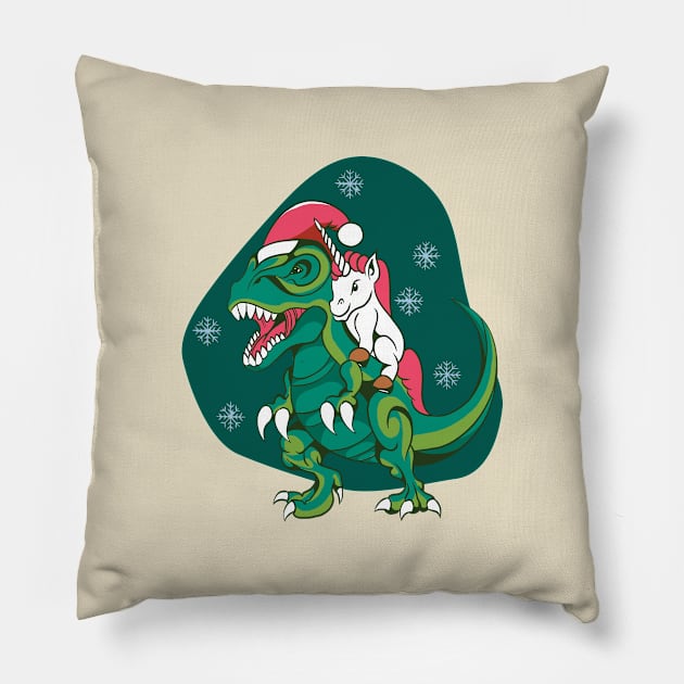 Unicorn Riding Dinosaur Pillow by Safdesignx