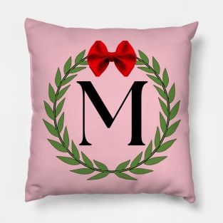 Letter M Wreath Monogram Pillow