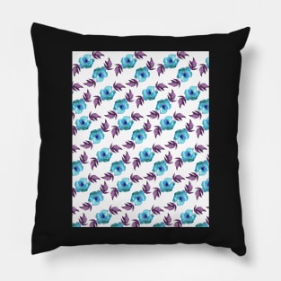 Watercolor peonies purple spring girly grid blue Pillow