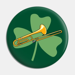 Shamrock Trombone St. Patrick's Day Musical Instrument Pin