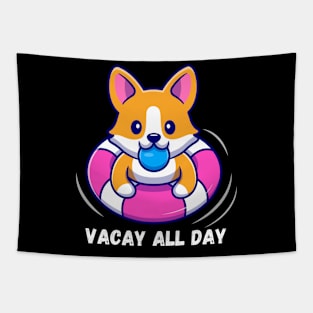 Corgi On Vacation Tapestry