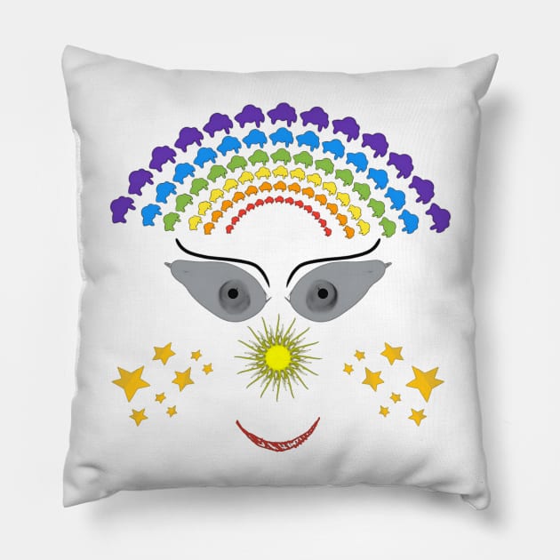 Smiley sky face Pillow by Tee.gram