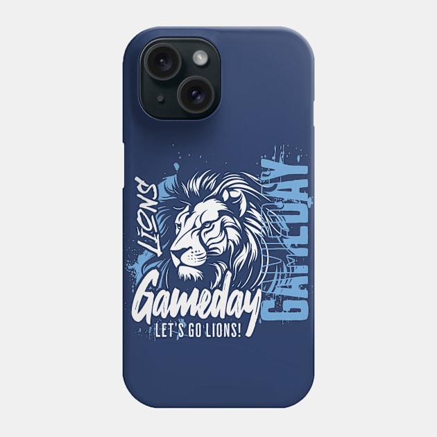 Vintage Lions Gameday // High School Lions School Spirit Blue Phone Case by SLAG_Creative