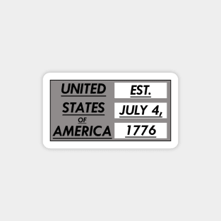 USA Black and White Magnet