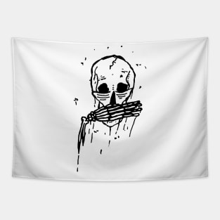 Dark and Gritty Skull Covering It's Mouth Tapestry