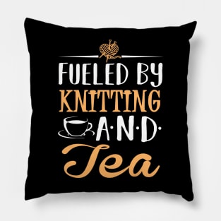 Fueled by Knitting and Tea Pillow