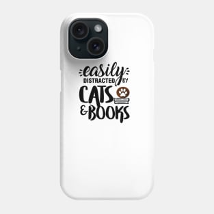 Easily Distracted by Cat & Books For Males Phone Case