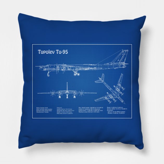 Tupolev Tu-95 Bear Bomber - AD Pillow by SPJE Illustration Photography