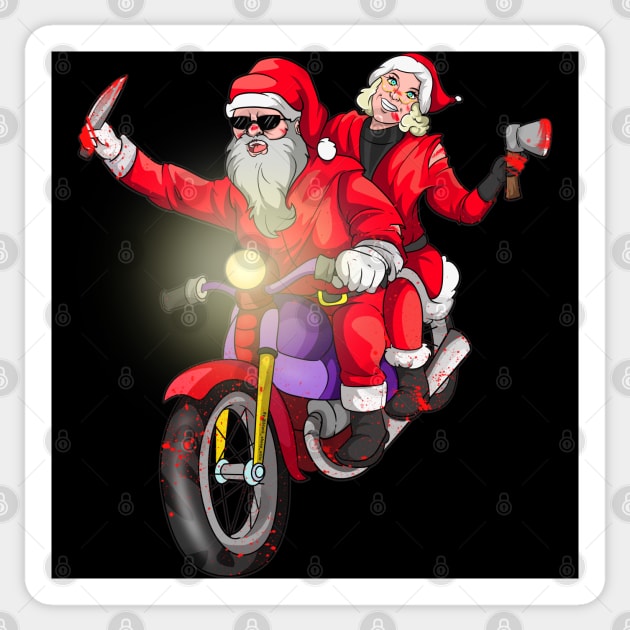 Biker Couples Santa Christmas Motorbike Sticker TeePublic