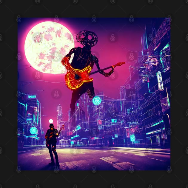 Giant Robot Guitar Player In The City by BrightC