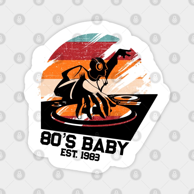 80's Baby Retro Music DJ Gift Magnet by TheAparrelPub