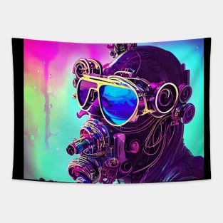 surreal cyberpunk helmet graffiti style Tapestry