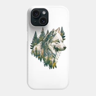 White Wolf and Pine Forest Phone Case