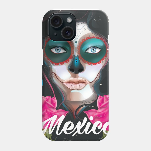 Mexico Day of the Dead travel poster Phone Case by nickemporium1