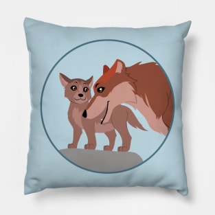 Father and Wolf Pup Pillow