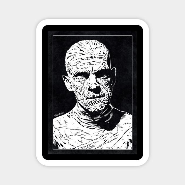 THE MUMMY (Black and White) Magnet by Famous Weirdos