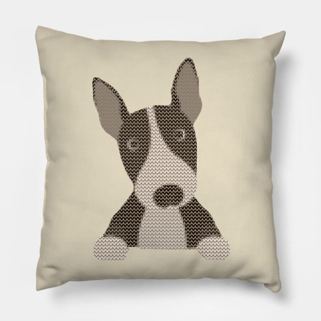 English Bull Terrier Ugly Christmas Sweater Knit Pattern Pillow by DoggyStyles