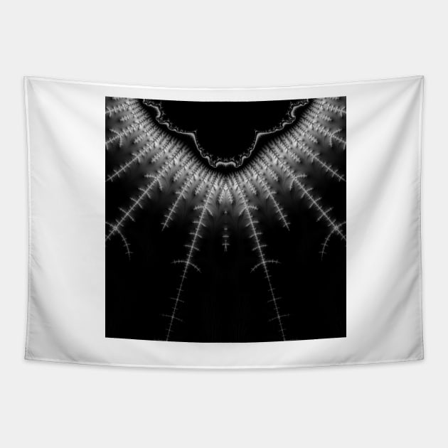 Monochrome Fractal Lightning (mirrored) Tapestry by lyle58