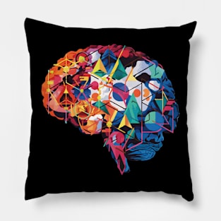 Geometric Brain Art for mathematician geometrician Pillow