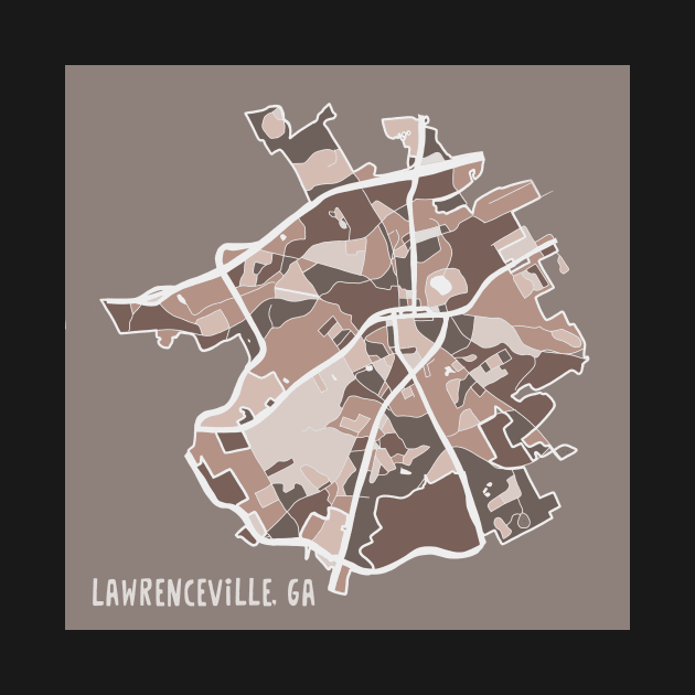 Lawrenceville, GA Map in Khaki by MarcyBrennanArt