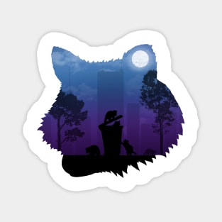 CITY NIGHTLIFE RACOON (SILHOUETTE) Magnet