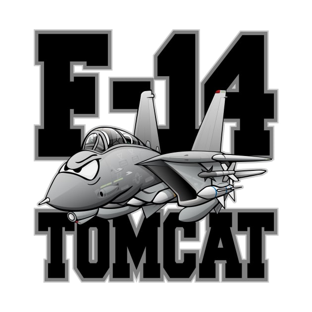 F-14 Tomcat Military Fighter Jet Aircraft Cartoon Illustration by hobrath