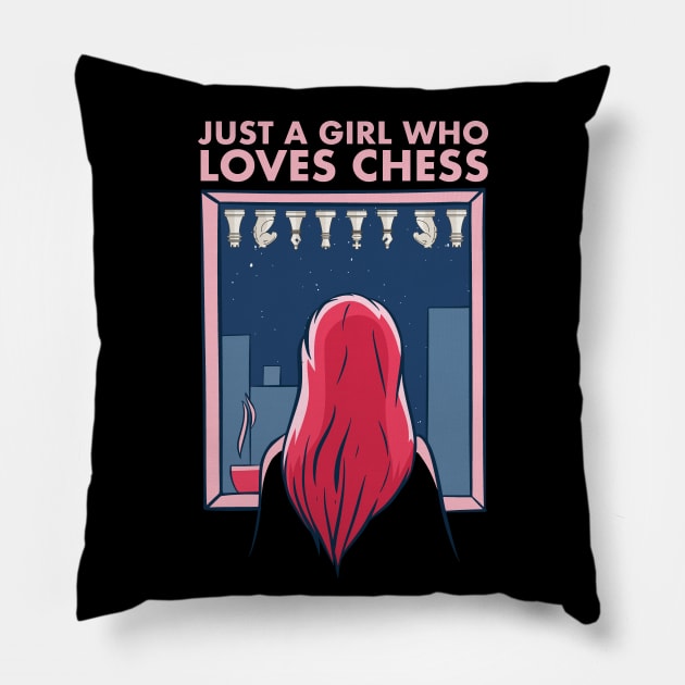 Just a Girl who loves Chess Check Mate Chess Game Pillow by deificusArt