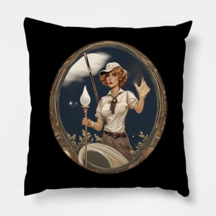 Retro lady golfer Pillow