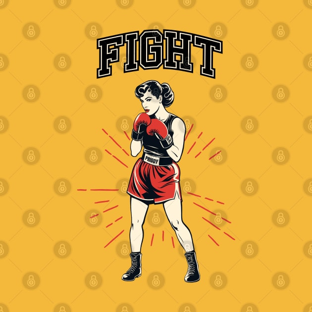 Fight! Retro Woman Boxer by SunGraphicsLab