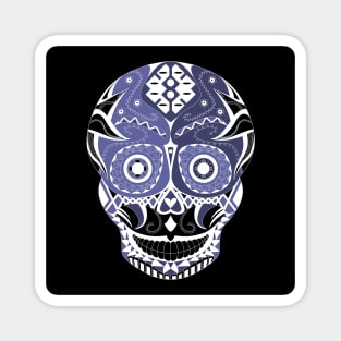 skull mania ecopop tribal mexican art in blue Magnet
