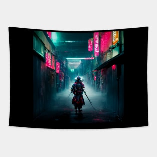 Path - Cyberpunk Cityscape Tapestry