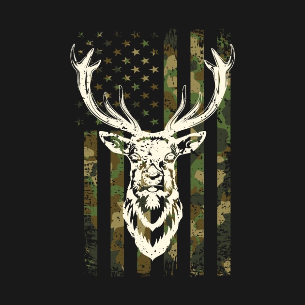 Camouflage Deer Hunting America Flag by NatalitaJK