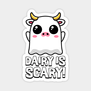 Dairy Is Scary! Cute Ghost Cow Cartoon Magnet