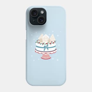 Vintage Christmas Cake with Gingerbread Decorations on a Red Cake Stand Phone Case