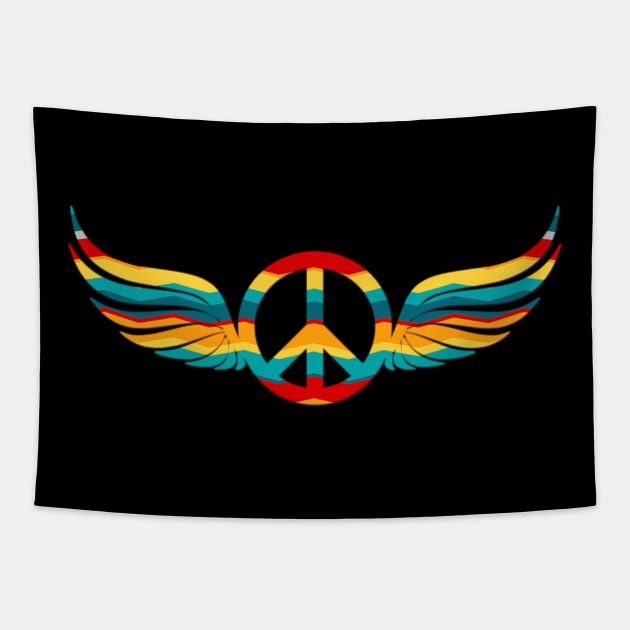 peace and love wings Tapestry by Design Knight