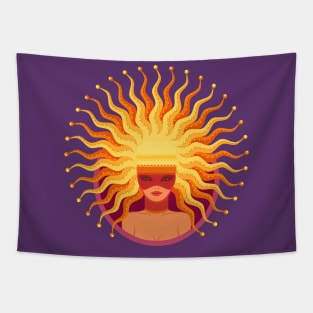 Young Woman Carnival Sun Hair Tapestry