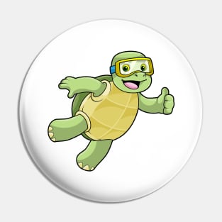 Turtle at Swimming with Swimming goggles Pin