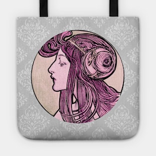 Alphonse Mucha Vintage Girl with a Twist mug,coffee mug,t-shirt,pin,tapestry,notebook,tote,phone cover,pillow Tote