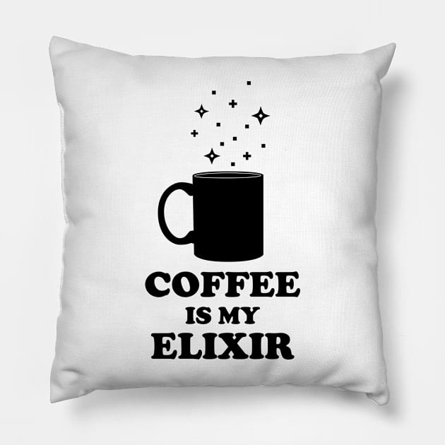 Coffee Is My Elixir Pillow by Sachpica