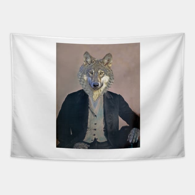 Wolf Man Tapestry by Loveday101