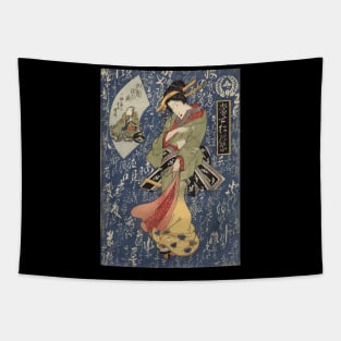 Geisha in Kimono - Japanese vintage art Tapestry